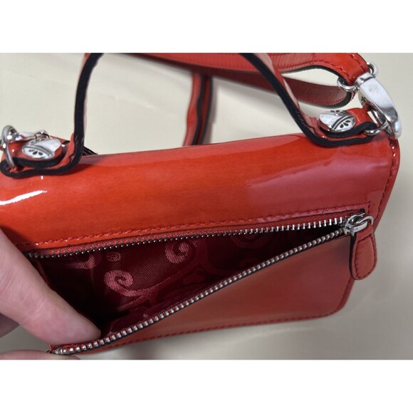 Brighton Mini Handle Bag Removable Crossbody Strap Patent Leather Red Rare - Picture 4 of 13